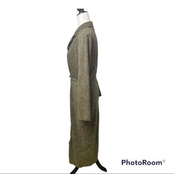 Hl Design Vintage Olive Green Full Button Down Dress Sz M - Picture 4 of 11